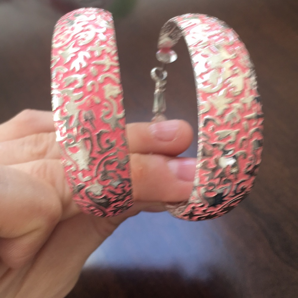 Pink & Silver Hoop Earrings